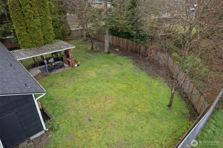 Extra large, fully fenced, backyard.