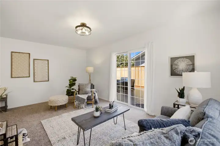 Guests can easily go in and out between the deck and family room during special events, summer barbeques, and gatherings.