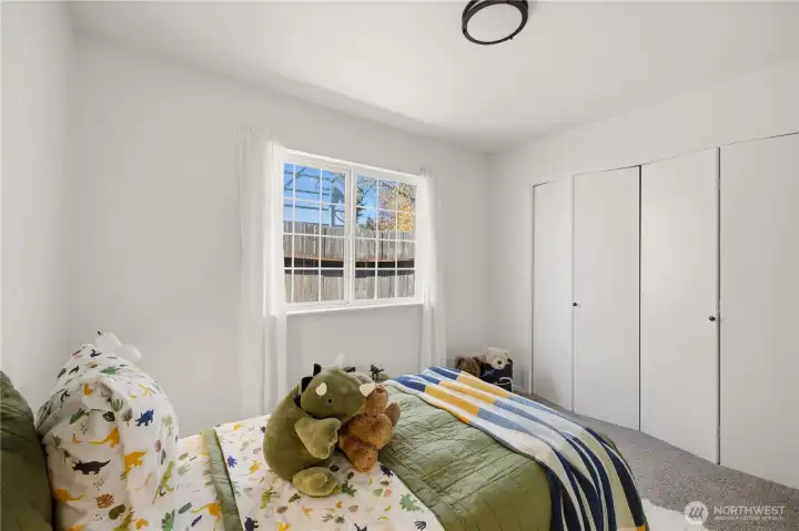 Generous closets provide ample storage for wardrobe and shoes in the home's third bedroom!