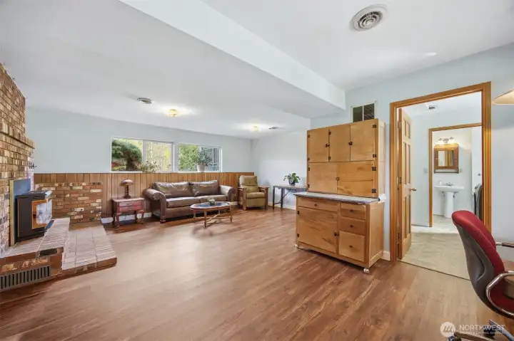 Laundry room and guest bath located on the lower level.
