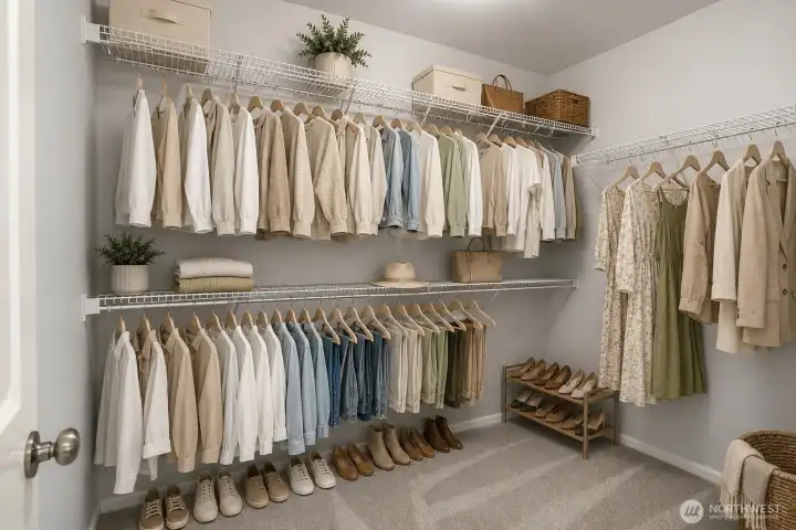 Primary Closet virtually staged