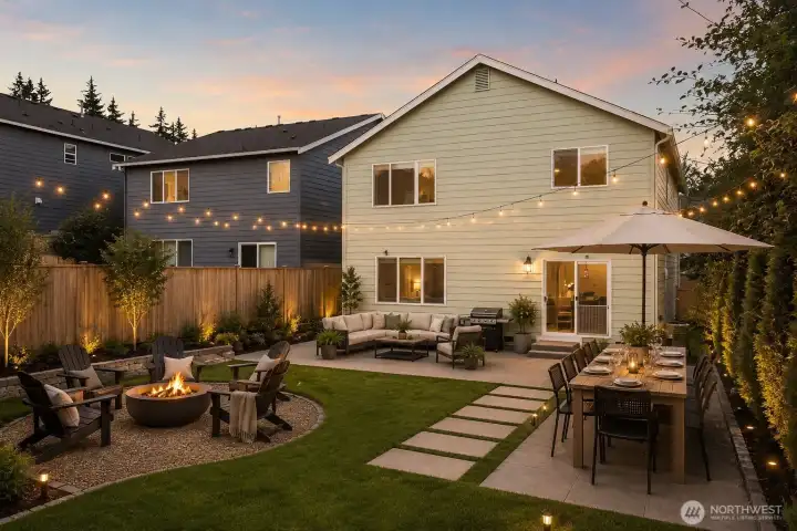 Virtually designed backyard at dusk :)