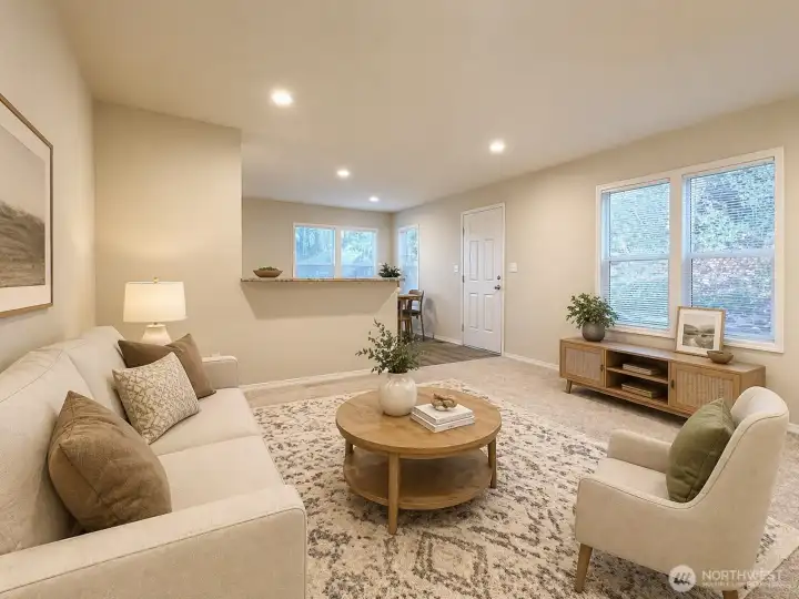virtually staged living room to showcase the possibilities!