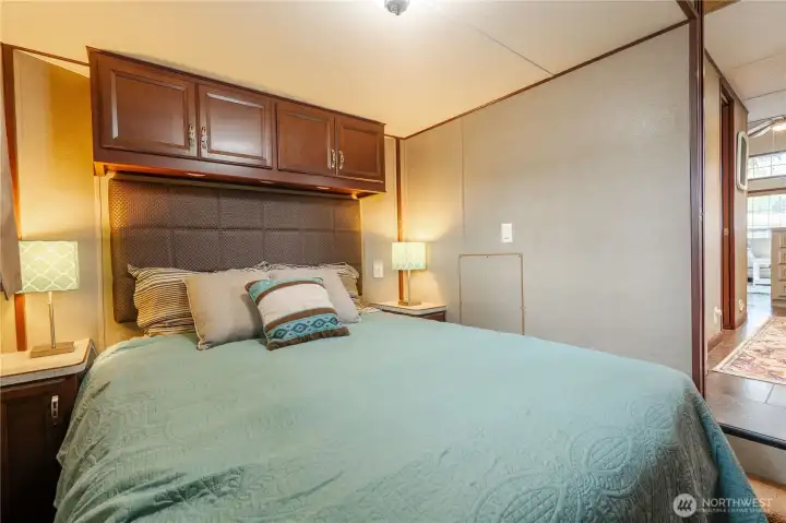The primary bedroom is on the main floor and steps away from the bathroom.