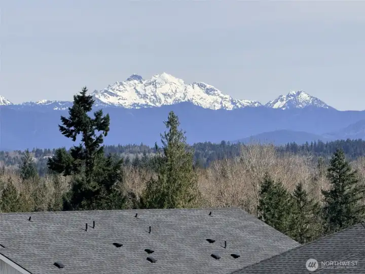 Breathtaking view of Cascade mountains to the east from the main level of the home.