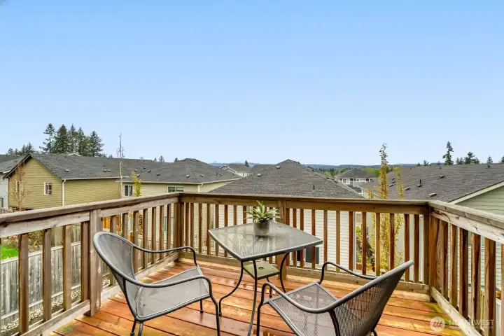 Deck off of the main level dining area.