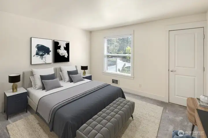 Spacious bedroom with a bright, airy feel and room to unwind