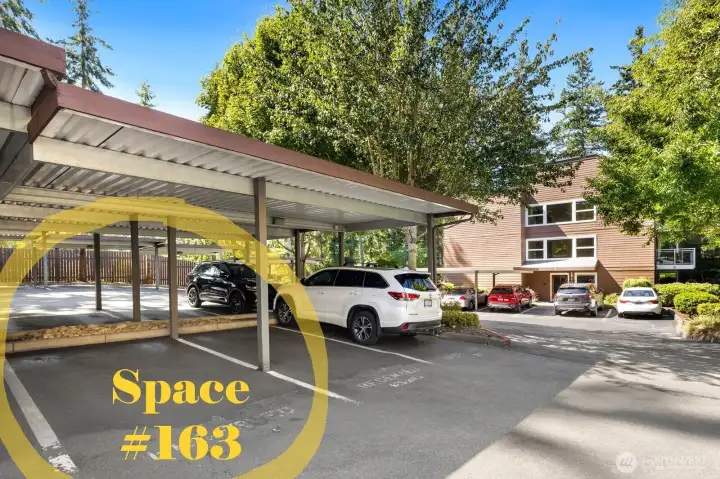 Space 163 just steps from the building entrance