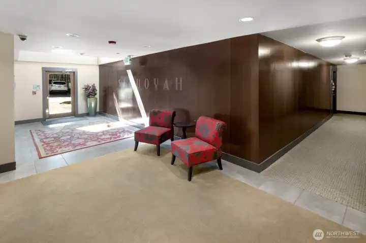Mailboxes are located just inside building entrance.