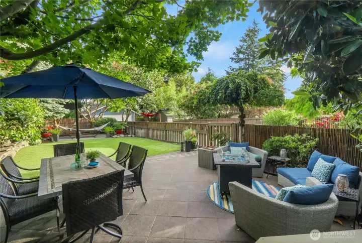 One can't say enough about this lovely back yard. Perfect for spring, summer and fall entertaining. Fully fenced to keep your pooches from wandering.