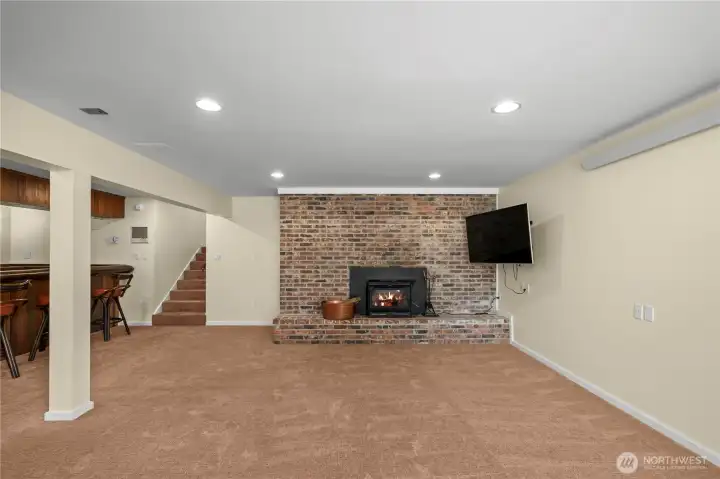 The wood burning fireside bonus room is a great place to create a party. The wood burning fireside bonus room is a great place to create a party.