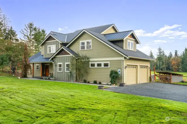 Attached oversized two car garage