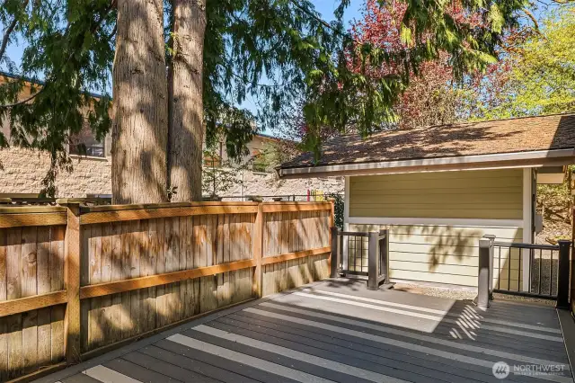Shared Deck on Ground Level beside Storage Unit.