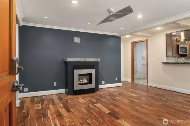 Unit 1 Living Room with Pellet Stove