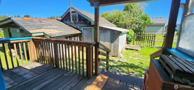 Back deck looking at outbuildings