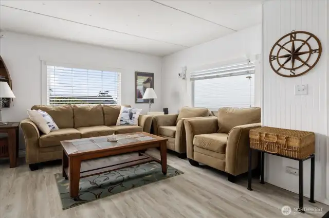 The living room lives large! You'll enjoy taking in the views here.