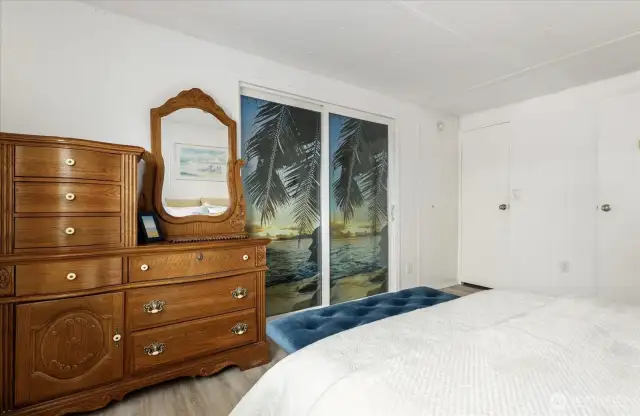 Rather than remove the slider, the owners have covered it with a tropical design. This does not provide access to the storage area.