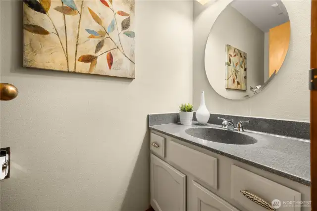 Guest bath off of the hallway.