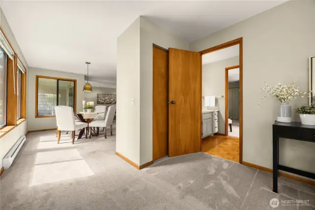 Coming from the dining room is a wonderful flex space, perfect for a home office.