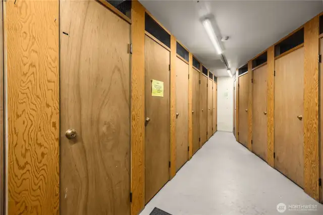 There is an additional storage closet that comes with the unit. It is located on the same level as the parking garage.
