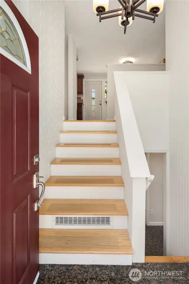 Splitl level home from front entry door