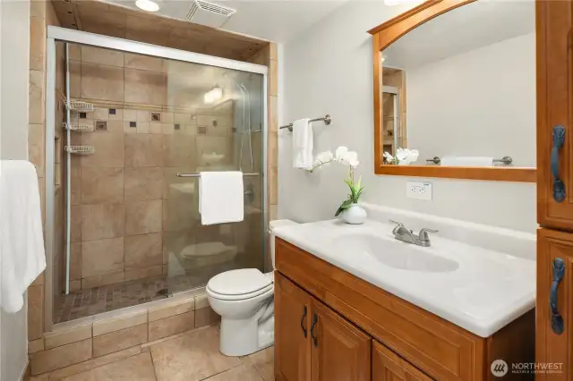 Lower level 3/4 bath is fully updated