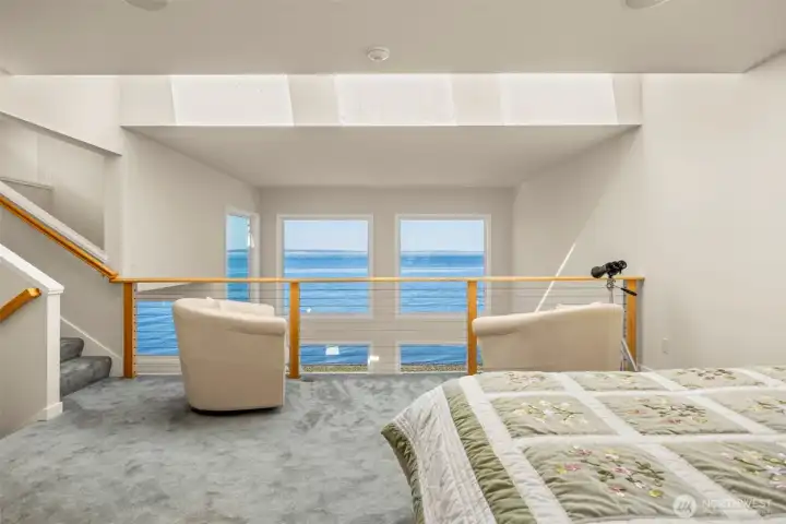 Primary Bedroom View & Stairs to Rooftop Deck