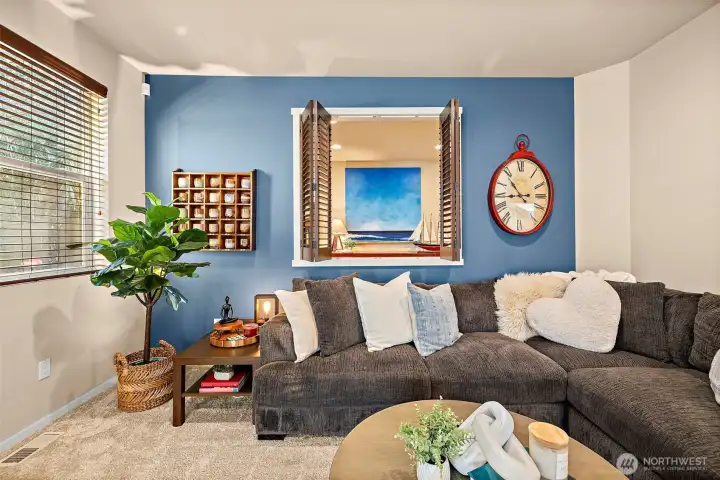 Plantation shutters looking into another room