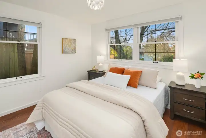 One of three bedrooms on the main floor.