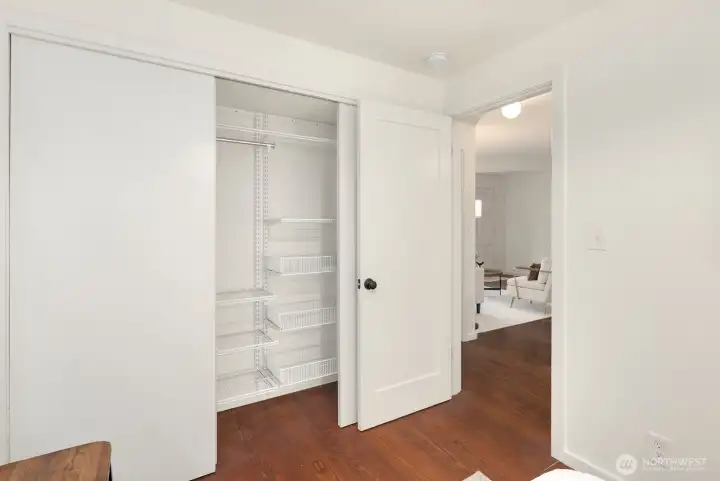 Built-in closets in bedroom on main floor.