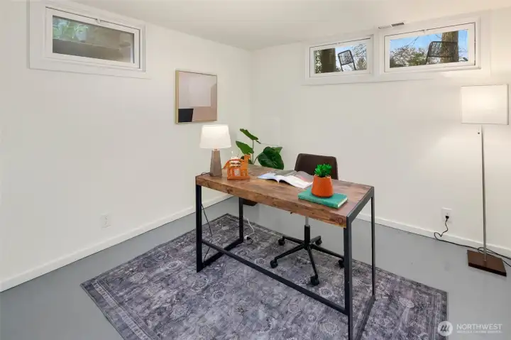 Lower level bedroom or office... with closet.