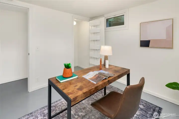 Lower level bedroom or office... with closet.