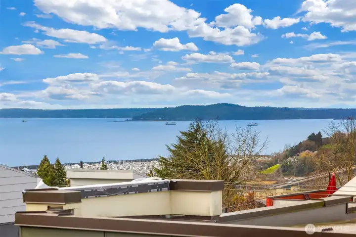 Actual view from the primary suite of Eliott Bay and Bainbridge Island
