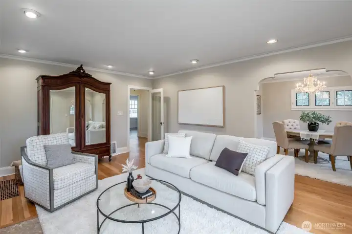 This home is loaded with vintage charm, built-ins, arches and angles, picture rail, oak and fir floors, and antique touches