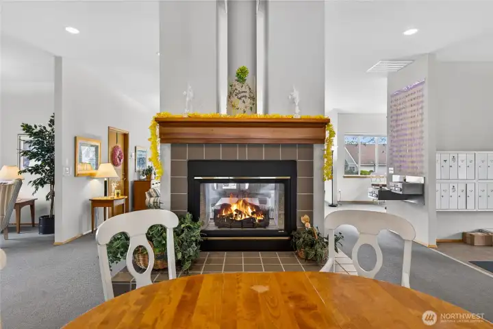 The clubhouse offers a spacious space for gatherings.