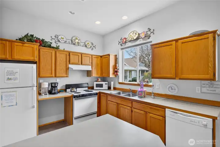 The spacious kitchen is ideal for these large gatherings.