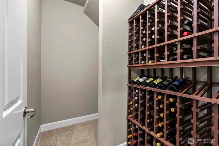 Lower level storage with built in wine racks