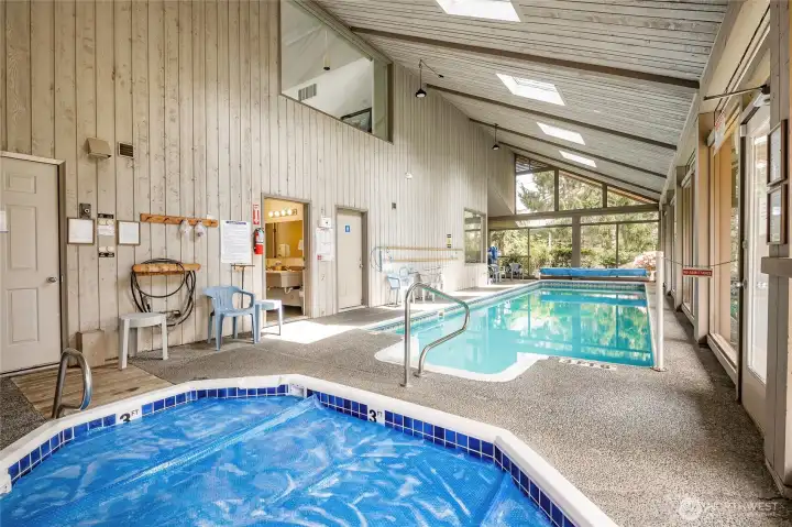 Indoor swimming Pool and Hot Tub just steps away.