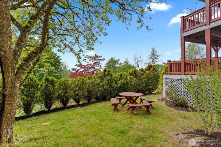 Charming side yard outside of the Major Surprise