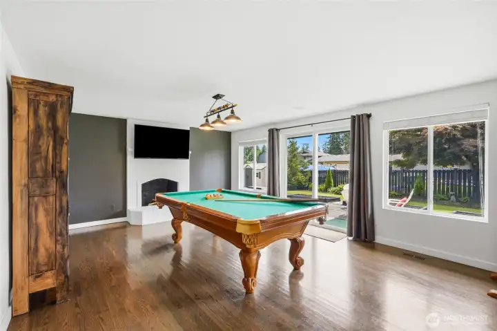 This bonus room is such a fantastic space! Super light and bright and opens out to the large backyard