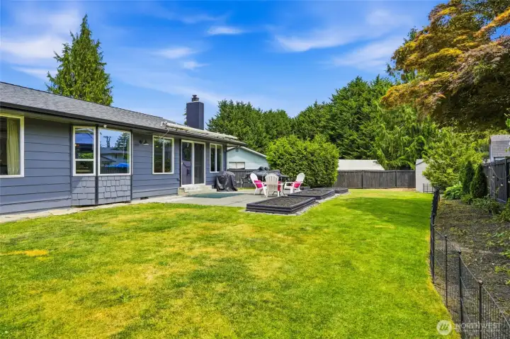 The yard is so fantastic! There is a roll out sun shade off the sliding glass door, there is s remote control that operates