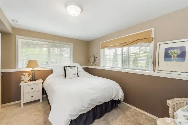 Lower level third bedroom also corner windows