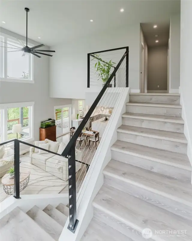 Open and sleek stairs to second floor