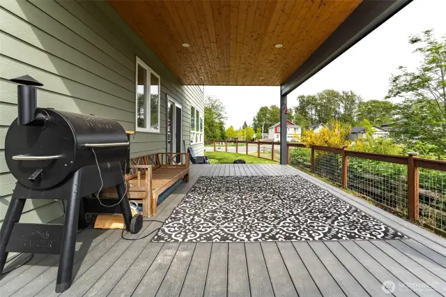 Covered back deck great for grilling and summer fun!