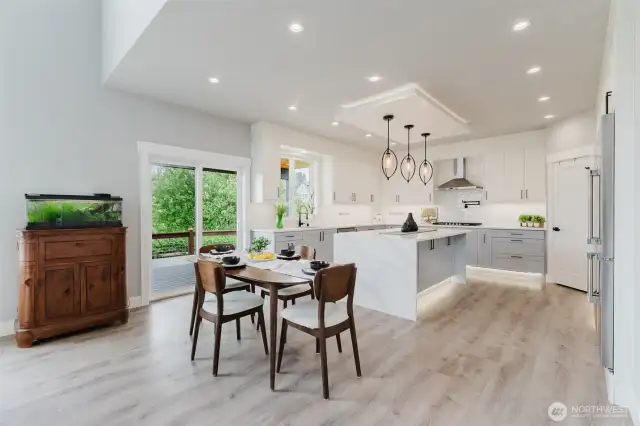 Sliding doors off the dining room provide great access to back deck