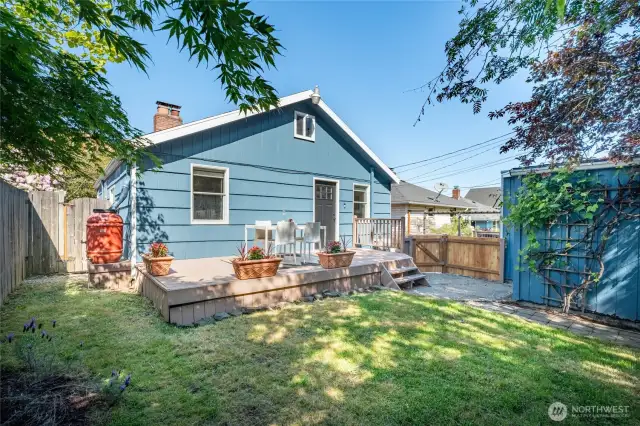 back deck and back yard facing east