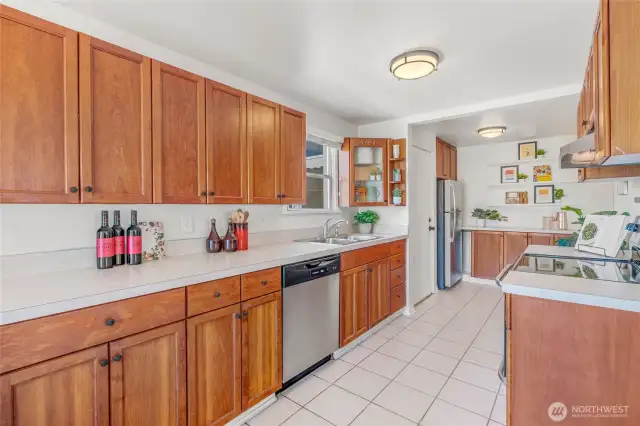 Counter space for days! and a small mudroom off the side door.