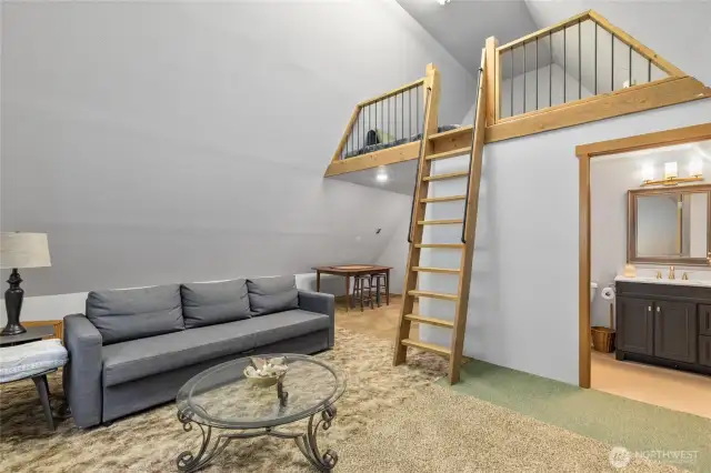 Bonus space upstairs with additional sleeping loft and bathroom.