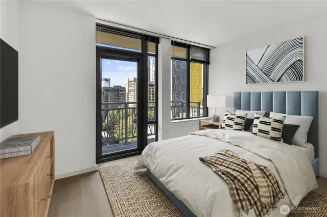 Bedroom. Virtually staged