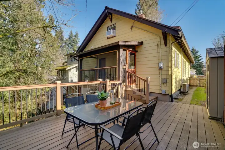 Composite deck surrounded by the lush greenery.